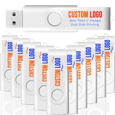 [100pcs] Custom Logo USB Flash Drive 16GB 100 Pack JBOS Bulk Personalized USB Drives with Your Logo Customized Promotional Thumb Drives with Brand Name/Site Address/Contact info - White
