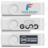 [25pcs] Custom Logo USB Flash Drive 32GB USB3.0 25 Pack JBOS Bulk Personalized USB Drives with Your Logo Customized Promotional Thumb Drives with Brand Name/Site Address/Contact info - White view 2