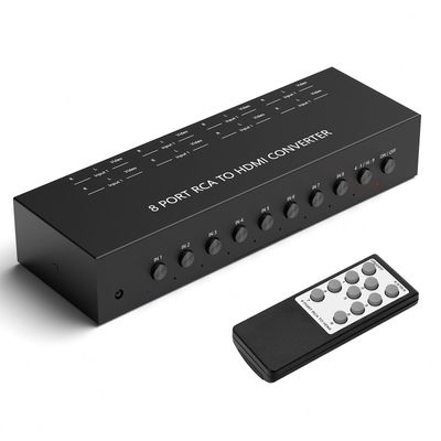 LVY 8 Port RCA to HDMI Converter - 8 AV Inputs, 1 HDMI Output - 720/1080P Support, Compatible with WII, N64, PS2, PS3, VHS, VCR, DVD Players