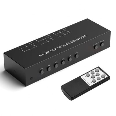 LVY 6 Port RCA AV to HDMI Converter - 720/1080P Support, 16:9/4:3 Switcher - Compatible with Wii, N64, PS2, PS3, VHS, VCR, DVD Players (6AV Input, 1 HDMI Output)