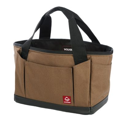 WOLVERINE Tool Bag | Tote| Utility Roll | Durable Nailhead Nylon, Adjustable Straps, and Versatile Pockets for On-the-Go Tool Organization, 13 Inch 17 Pocket Tote, Chestnut