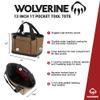 WOLVERINE Tool Bag | Tote| Utility Roll | Durable Nailhead Nylon, Adjustable Straps, and Versatile Pockets for On-the-Go Tool Organization, 13 Inch 17 Pocket Tote, Chestnut view 2