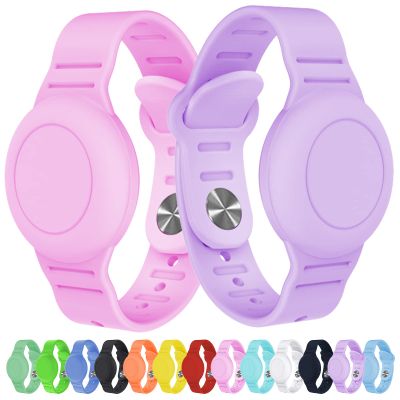 2 Pack Waterproof AirTag Bracelet for Kids, Hidden Silicone Wristband for AirTag, GPS Tracker Case for Air Tag Holder Strap Band for Child Toddler, Secure Anti-Loss Protection(Pink Purple)