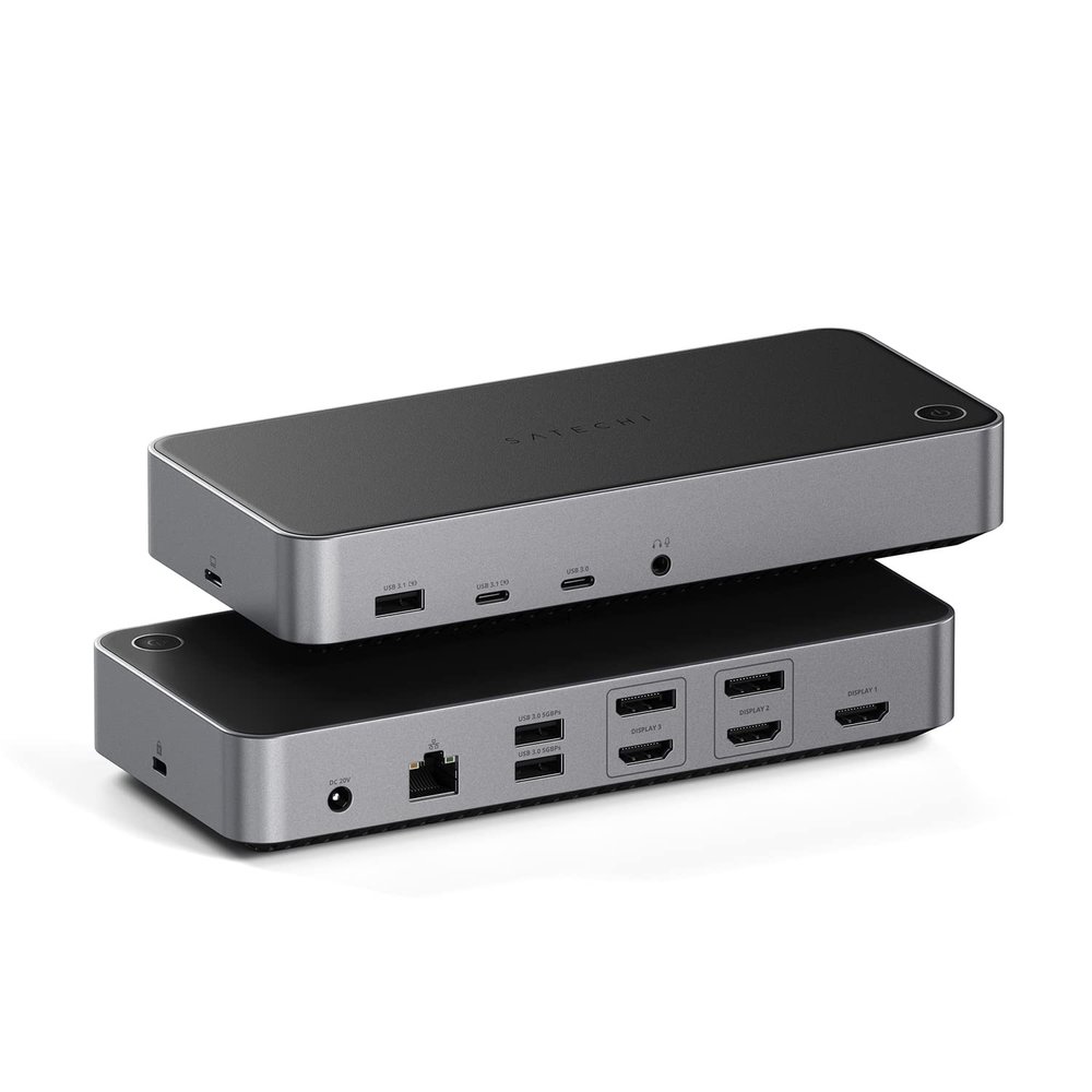 Satechi 13 in 1 Triple 4K USB C Docking Station, 100W Charging, 2 DP, 3 HDMI, 2 USB C, 3 USB-A, Gigabit Ethernet, and Audio Jack for Mac/Windows, MacBook Air/Pro M5/M4, DisplayLink Required