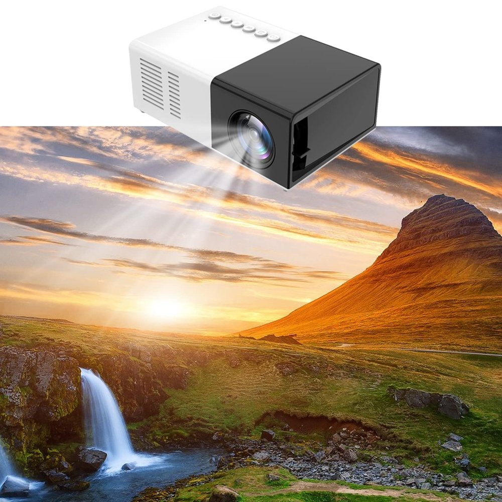 Mini Movie Projector, 24-60 Inches Screen 1080P Portable Projector Compatible with HDMI| AV| USB| Laptop, Built-in Speaker, LED Light Source, Electronics Tech Gadgets, Mini TV, Cool Stuff (Black)