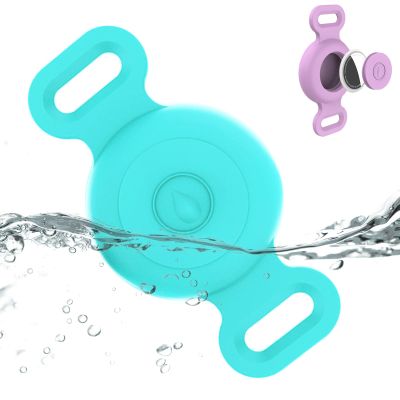 Airtag Collar Holder Compatible with Apple AirTag, Silicone Waterproof Air Tag Case for Collar, Anti-Lost AirTag Holder for Pet Cat Dog GPS Tracker (Mint Green)