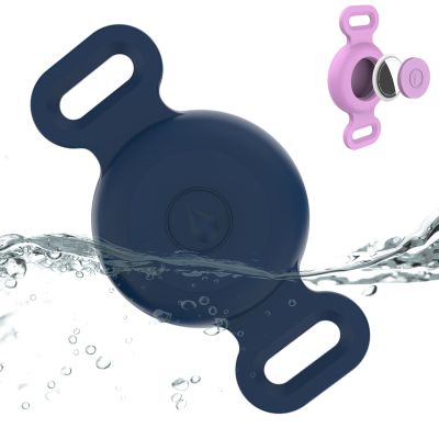 Airtag Collar Holder Compatible with Apple AirTag, Silicone Waterproof Air Tag Case for Pet Collar, Anti-Lost AirTag Holder for Cat Dog GPS Tracker (Navy)
