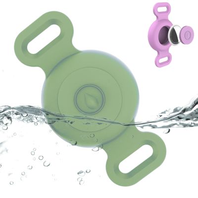 Apple AirTag Compatible Silicone Waterproof Case for Pet Collar, Anti-Lost Holder for Cat Dog GPS Tracker (Green)