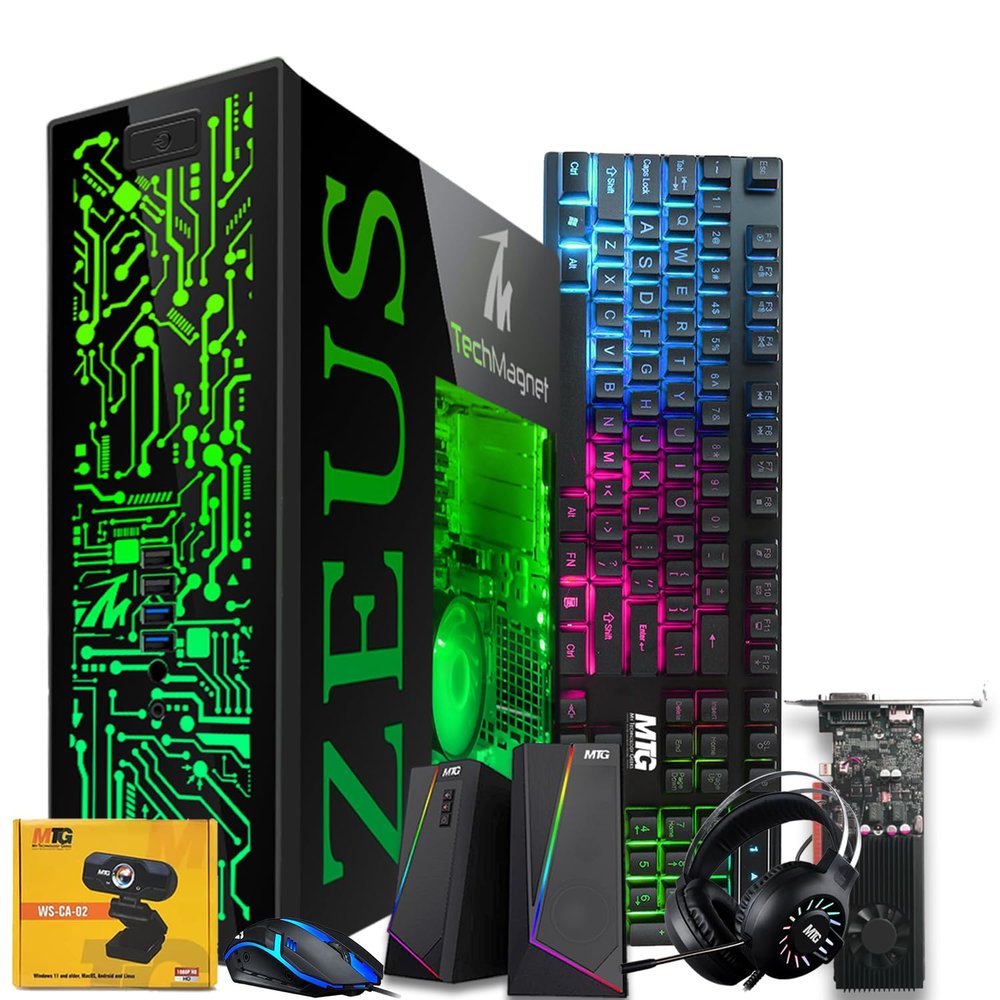 TechMagnet Gaming Desktop PC, Intel i5 4th Gen, Zeus Pro 4, GT 1030 2GB DDR5, 8GB RAM ARGB, 1TB SSD + 4TB HDD, RGB Kit, Windows 11 (Renewed)