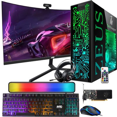 TechMagnet Gaming Desktop PC, Intel i7 6th Gen, Zeus Pro 6, GT 1030 2GB DDR5, 16GB RAM ARGB, 1TB SSD + 4TB HDD, MTG 24 Inch Curved Gaming Monitor, RGB Kit, Windows 11 (Renewed)