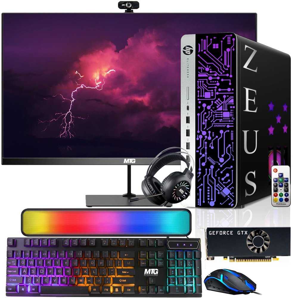 HP G3 Gaming Desktop PC, Intel Core i7 6th Gen, GTX 1050 TI 4GB GDDR5, 16GB RAM, 512GB SSD, 22 Inch Monitor, RGB Kit, Windows 11 (Renewed)