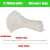 HIDIZ 100pcs/bag Cable Tie Self-Locking Plastic Nylon Tie White Organiser Fasten Cable Wire Cable Zip Ties (Color : 3x150mm) view 2