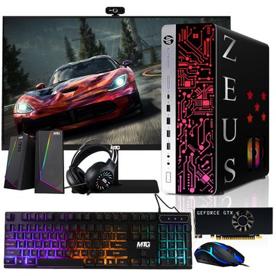 HP G3 Gaming Desktop PC, Intel i7 6th Gen, GTX 1050 TI 4GB GDDR5, 16GB RAM, 256GB SSD, 27 Inch 75hz Gaming Monitor, RGB Front Panel, RGB Kit, Windows 11 (Renewed)