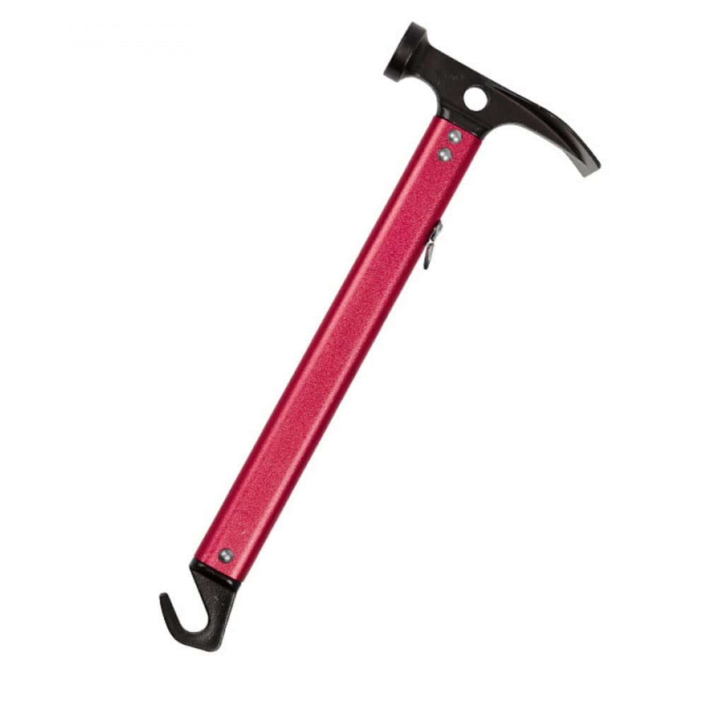 Camping Hammer Outdoor Camping Multifunctional Aluminium Handle Hammer High Strength Nail Puller-Red