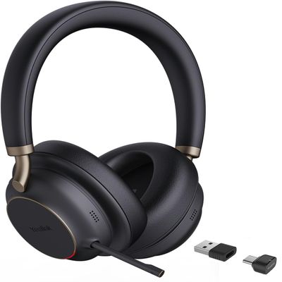 Yealink BH76 Plus Wireless Headset for Work, Bluetooth Headsets with Microphone Active Noise Cancelling (ANC), Retractable Hidden Mic Arm, Teams Certified Headset Compatible with PC Mac Mobile Phone