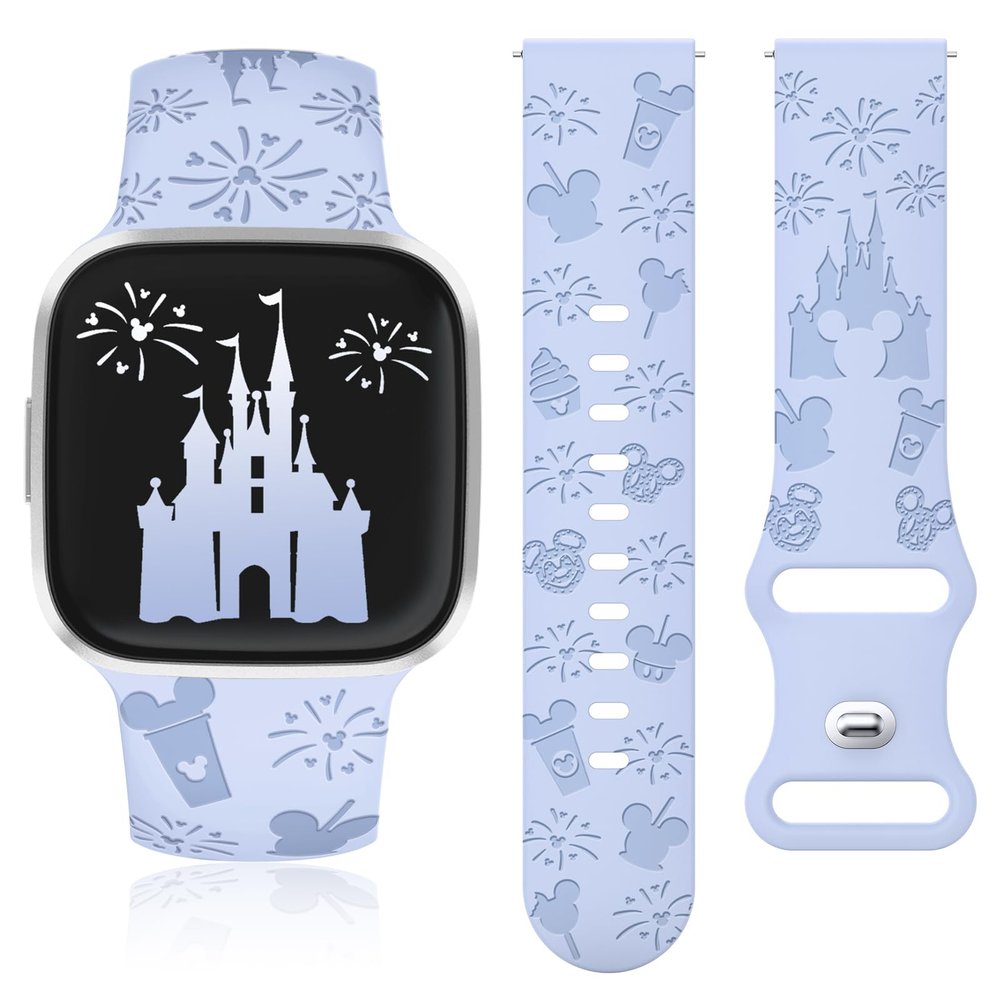 Girovo Engraved Cartoon Band Compatible with Fitbit Versa 2 Band/Versa Lite/Versa Band Women, Cute Soft Silicone Replacement Straps Bracelet Sport Designer Fancy Summer Wristbands for Fitbit Versa SE