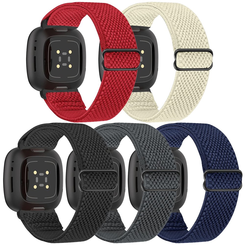 XFYELE Stretchy Bands Compatible with Fitbit Versa 4/Versa 3/Sense 2/Sense Bands, Adjustable Nylon Elastic Sport Replacement Wristbands for Women Men
