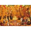 10x6.5ft Vinyl Fall Forest Photography Backdrop Autumn Maple Leaves Frinedsgiving Background Thanksgiving Pumpkin Woodland Tree Farm Harvest Banner Baby Shower Party Decor Photo Booth Props view 3