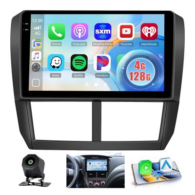 4G+128G Car Radio for 2008-2012 Subaru Forester Impreza WRX STI,9'' Incell Screen Full Touchscreen Stereo Android 15 Wireless CarPlay Android Auto 32-EQ BT FM RDS GPS WiFi SWC AHD Backup Camera