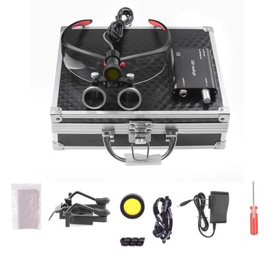 EUSONYSU 3.5X Loupe Binocular Magnifier 5W Spotlight Head Light with Two Type Clips Aluminium Alloy Case (Black)