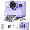 Instant Print Camera for Kids,2.4 Inch Screen Kids Instant Cameras, Christmas Birthday Gifts for Girls Age 3-12, Portable Toddler Toy for 3 4 5 6 7 8 9 10 Year Old Girls Boys Purple view 1