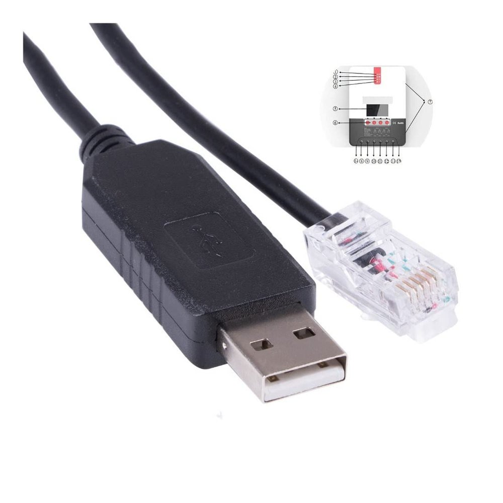 EVURU USB RS232 Serial to RJ12 6P6C Adapter Converter Network Cable Compatible with S-R-N-C ML2430 Solar Charger Mppt Solar Charger Controller