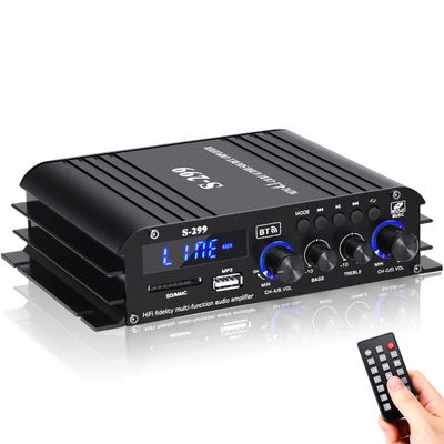 Suacopzar S299 Max 800W Bluetooth Home Audio Amplifier, RMS 40Wx4 4.1CH Bluetooth Power Amplifier with Active Subwoofer, Sound Audio System w/AUX, Headphone Jack, USB, SD, Remote Control - Suacopzar
