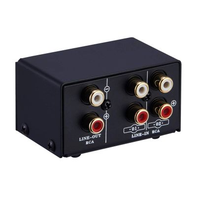 MOWEO Switcher RCA 2 in 1 Out / 1 in 2 Out A/B Switch Stereo Splitter Box with No Distoon RCA Jack for Switching Between Computer Speakers and Headphones