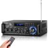 298Pro Stereo Audio Amplifier, Max 400W Home 2 Channel Bluetooth 5.0 Wireless Power Amplifier, HiFi Sound Home Theater Audio System Home Stereo Receiver, MIC in w/Echo, Bass & Treble w/USB/RCA/FM view 1