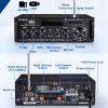 298Pro Stereo Audio Amplifier, Max 400W Home 2 Channel Bluetooth 5.0 Wireless Power Amplifier, HiFi Sound Home Theater Audio System Home Stereo Receiver, MIC in w/Echo, Bass & Treble w/USB/RCA/FM view 2
