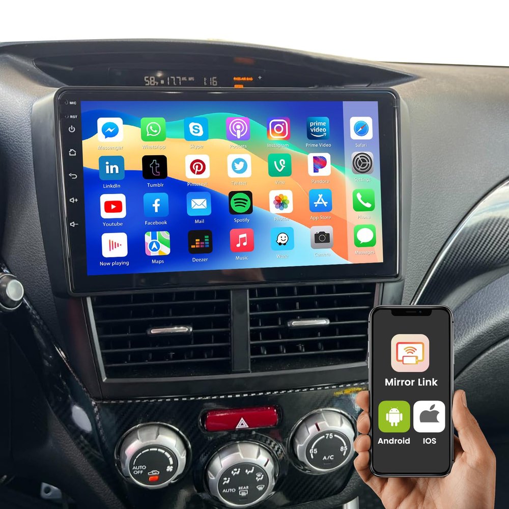 Android 15 Car Stereo for Subaru Forester Impreza WRX STI 2008 2009 2010 2011 2012, 9 inch 1+32G Touchscreen Car Radio with Mirror Link GPS WiFi Bluetooth FM RDS Radio Hands-Free, Backup Camera Mic