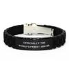 Officially The World's Finest. Black Glidelock Clasp Bracelet, Server Engraved Bracelet, Love Gifts for Server from Coworkers, Appreciation Gifts for Server, Gifts for Server Appreciation, Server view 1