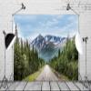 BELECO 8x6ft Fabric Snow-Capped Mountains Railroad Track Backdrop Alaska Wilderness Road Pine Trees Forest Snow Mountains Nature Landscape Background Wallpaper Photo Booth Studio Props view 2