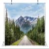 BELECO 8x6ft Fabric Snow-Capped Mountains Railroad Track Backdrop Alaska Wilderness Road Pine Trees Forest Snow Mountains Nature Landscape Background Wallpaper Photo Booth Studio Props view 3