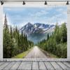 BELECO 8x6ft Fabric Snow-Capped Mountains Railroad Track Backdrop Alaska Wilderness Road Pine Trees Forest Snow Mountains Nature Landscape Background Wallpaper Photo Booth Studio Props view 4