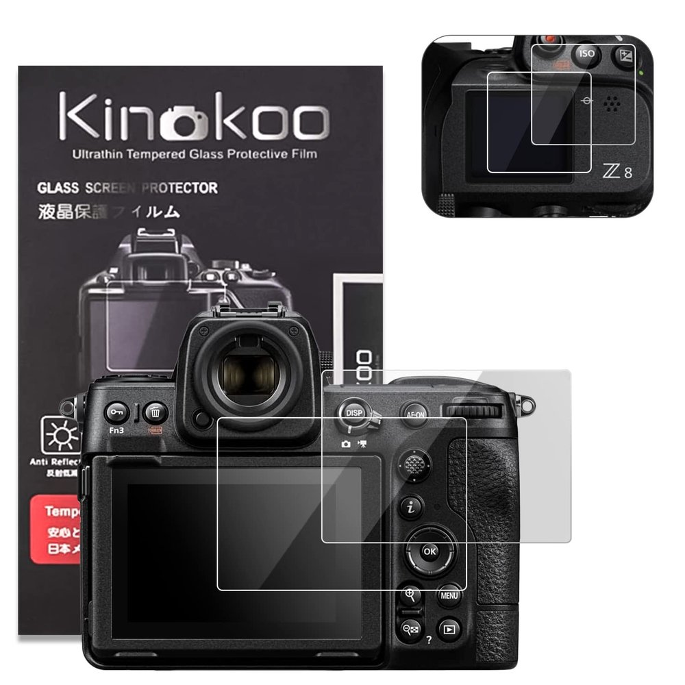 kinokoo Z8 Z9 Screen Protector + Top Soft Film - 0.25mm 9H Hardness Tempered Glass Film for Nikon Z8 Z9 Digital Camera Bubble-free/Anti-scratch(2 pack)