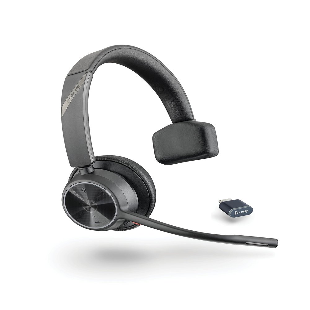 Poly Voyager 4310 UC Wireless Headset (Plantronics) - Single-Ear Bluetooth Headset w/Noise-Canceling Mic - Connect PC/Mac/Mobile via Bluetooth - Works w/Teams, Zoom, & More - Amazon Exclusive