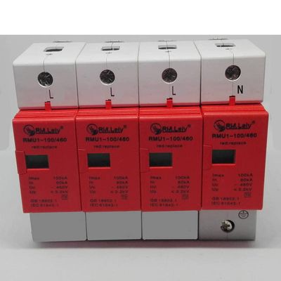 SPD 60-100KA 3P+N Surge Arrester Protection Device Electric House Surge Protector D ~420V AC