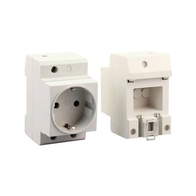 EU Din Rail Mount Power Socket 2 Pins Extention Distribution Box 10-16A 250V Modular Socket for Switchgear