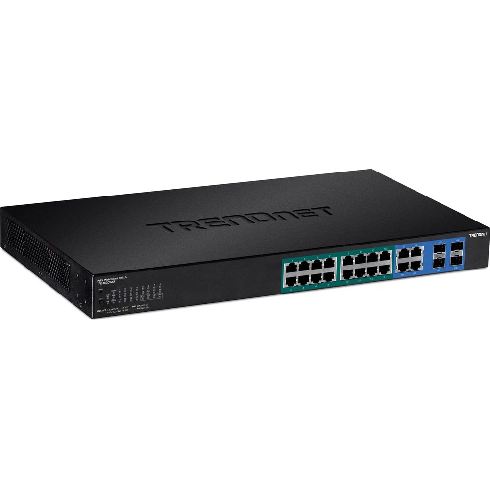 TRENDnet 20-Port Gigabit Web Smart 370W PoE+ Switch, TPE-1620WSF,Version 1(Renewed)