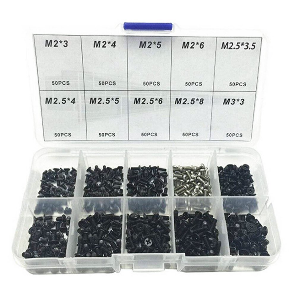 NATEFEMIN 500Pcs Universal Alloy Steel Laptop Notebook Computer Repair Screws Kit with Box Accessories Part