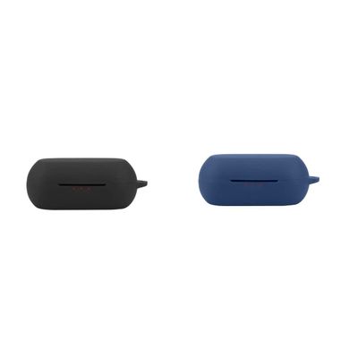 2 Pack DAYJOY Soft Silicone Protective Case Cover Compatible with Anker Soundcore Life A1 Earbuds, Protective Skin Sleeve with Key Chain (Black+Blue)
