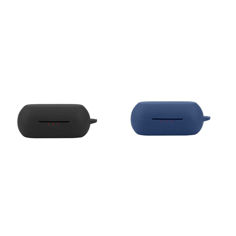 2 Pack DAYJOY Soft Silicone Protective Case Cover Compatible with Anker Soundcore Life A1 Earbuds, Protective Skin Sleeve with Key Chain (Black+Blue)
