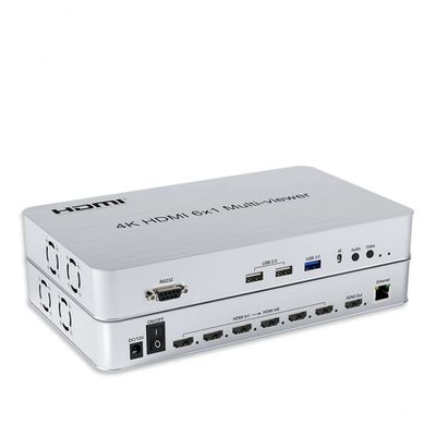 4K HDMI 6X1 Multi-viewer HDMI Quad Screen Segmentation Multiviewer with Seamless 6 in 1 HDMI Multi viewer for Touch Screen RS232