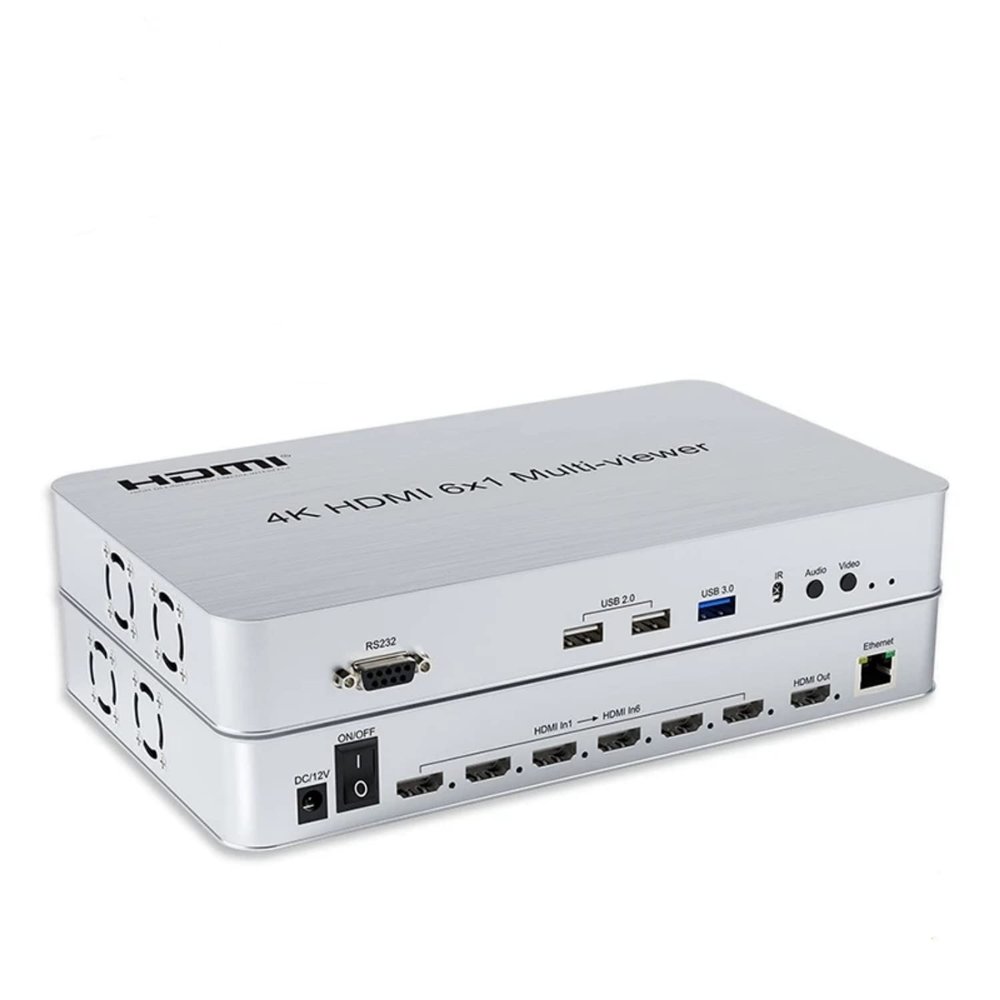 4K HDMI 6X1 Multi-viewer HDMI Quad Screen Segmentation Multiviewer with Seamless 6 in 1 HDMI Multi viewer for Touch Screen RS232