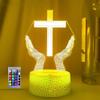 Jinnwell 3D Jesus Cross Night Light Lamp Illusion Night Light 16 Color Changing Table Desk Decoration Lamps Gift with Acrylic Flat ABS Base USB Cable Toy view 1