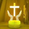 Jinnwell 3D Jesus Cross Night Light Lamp Illusion Night Light 16 Color Changing Table Desk Decoration Lamps Gift with Acrylic Flat ABS Base USB Cable Toy view 4