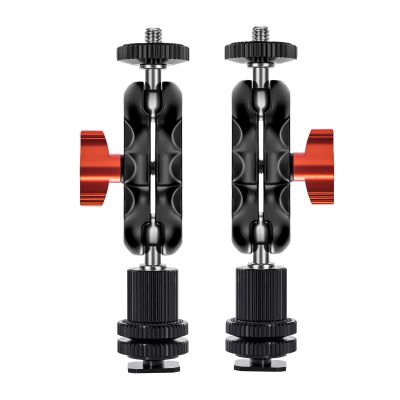 Lanxire Mini Magic Arm Multi-Function Double Ball Head with Cold Shoe Mount and 1/4-20 Screw for Monitor, LED Light, Microphone, Max Load up to 2kg/4.4lb - 2 Pieces