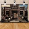10x6.5ft Large West Saloon Backdrop - Wooden House Barn Door Photography Background for Western Themed Decoration, Photo Booth, and Cowboy Scene Setters view 1
