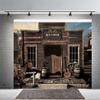 10x6.5ft Large West Saloon Backdrop - Wooden House Barn Door Photography Background for Western Themed Decoration, Photo Booth, and Cowboy Scene Setters view 2